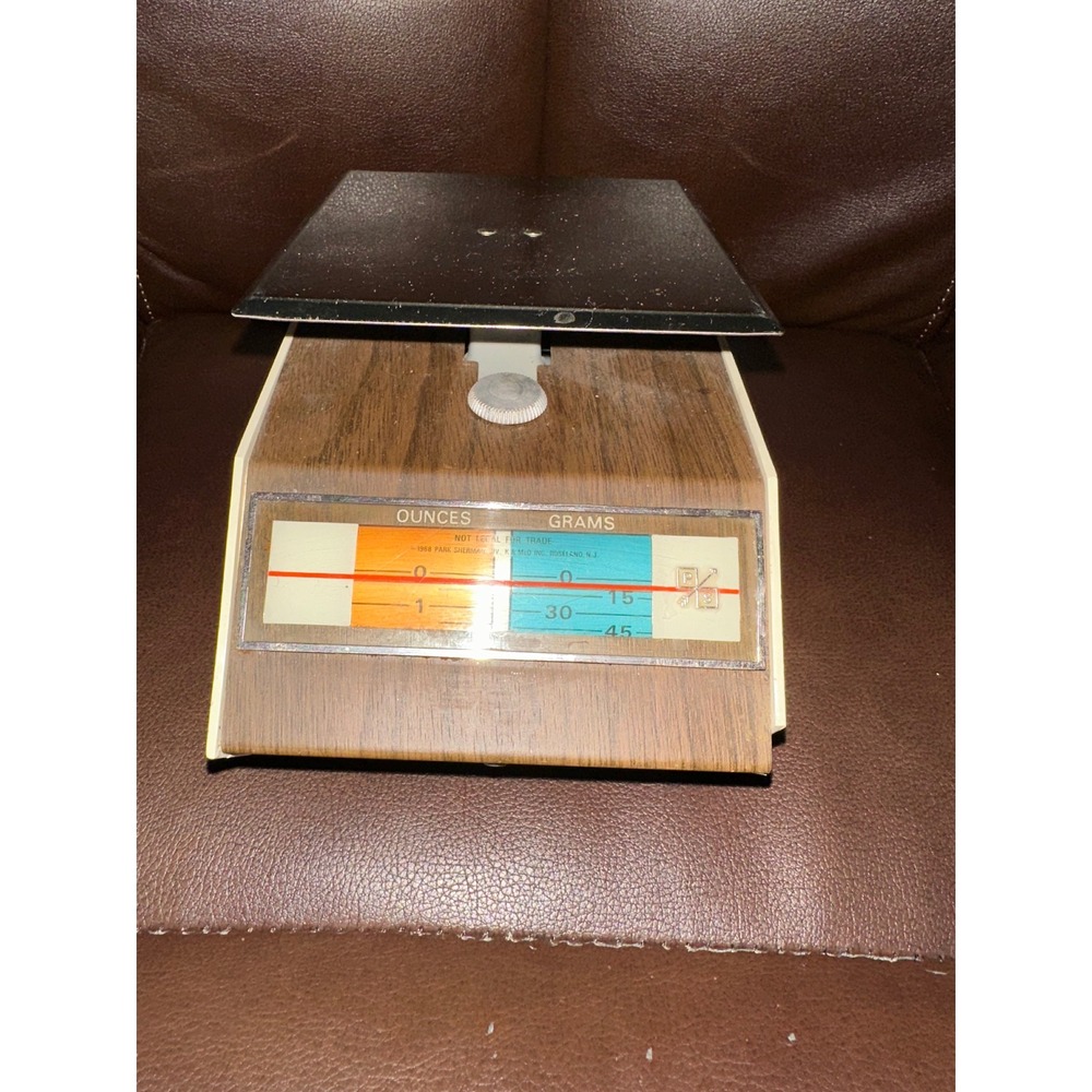 Park Sherman Postal Scale Vintage Brown Cream Wood Grain Fair 16oz 500g USA